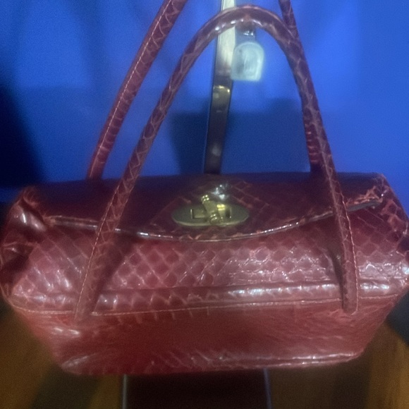 Vintage Merlot Snakeskin Boxy Ronay Bag Purse - Picture 2 of 6